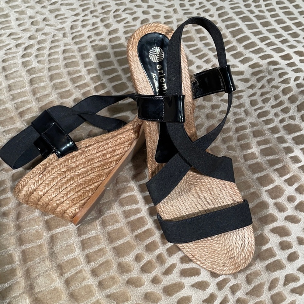 Eric Michael 11 Black Espadrille stretch sandals